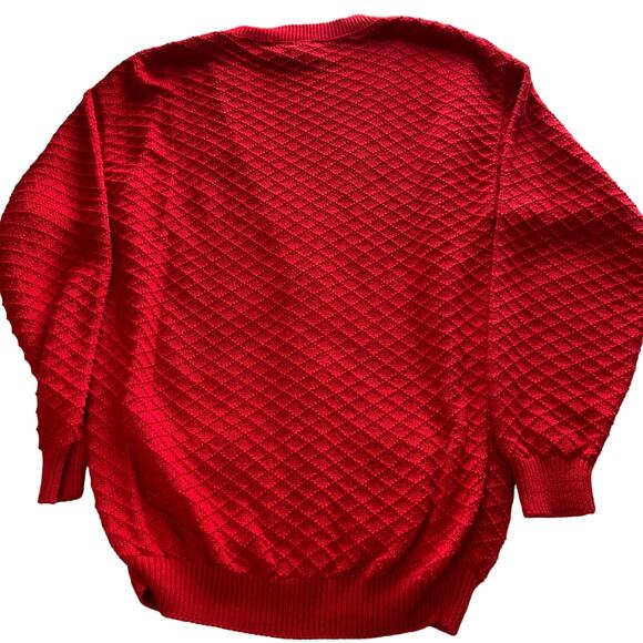 VTG BellePointe  Cardigan Sweater Womens M Cotton Textured Christmas Red Pockets - Picture 2 of 10